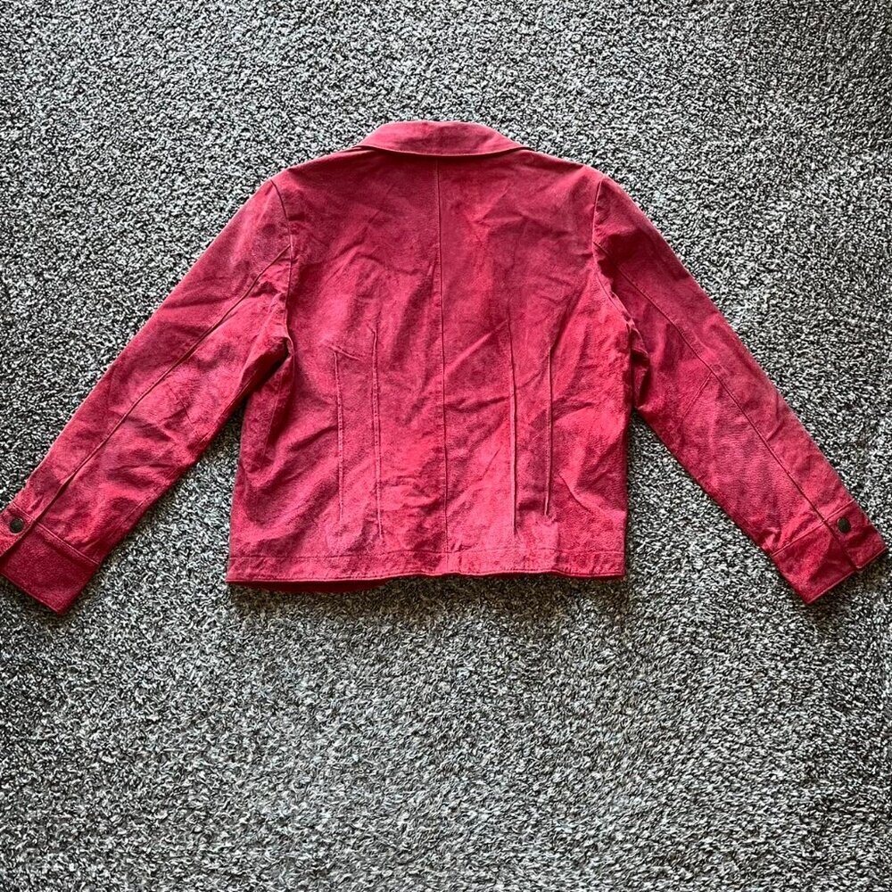 Vintage Red-pink Suede 100% Genuine Leather Womens L Biker Stylish Lightweight - Picture 5 of 8